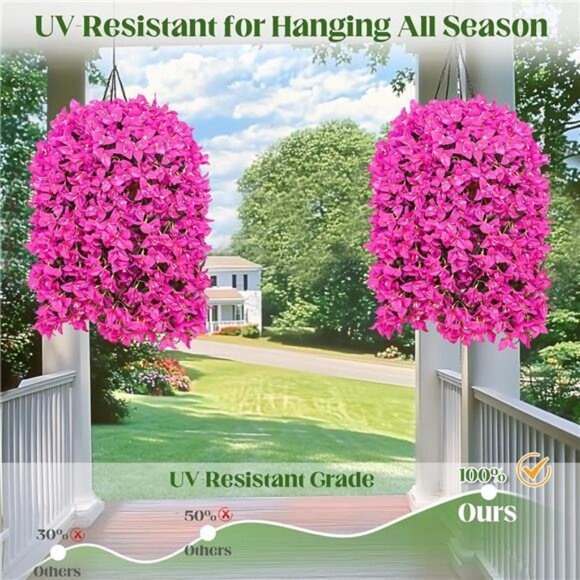 2Pcs UV Resistant Artificial Flowers for Outdoors, Realistic Faux Silk - Picture 6 of 8